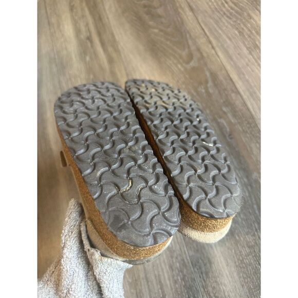Birkenstock Buckley suede leather gray taupe slip on sandals size 38 - Picture 4 of 7